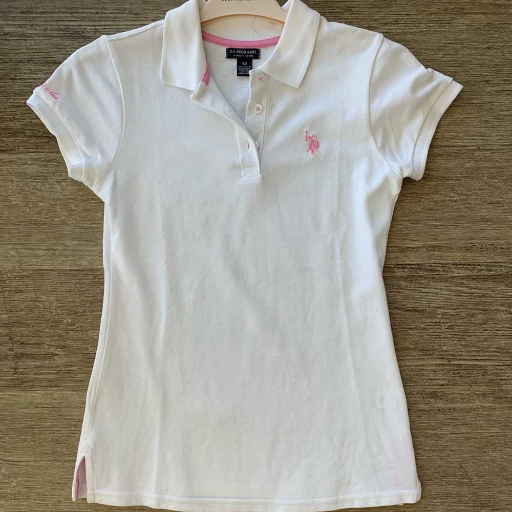 White Polo with Pink Details